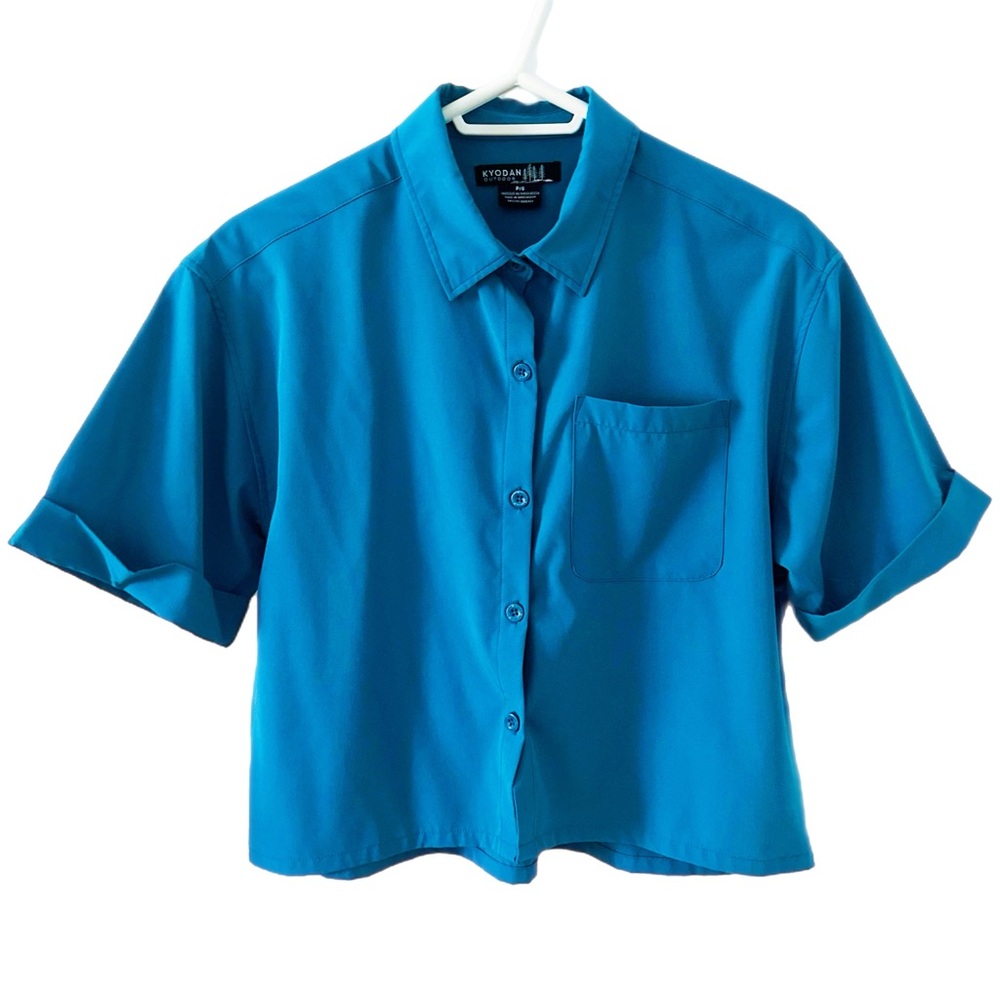 Kyodan Outdoor Sea Blue Cropped Button-Down Shirt
